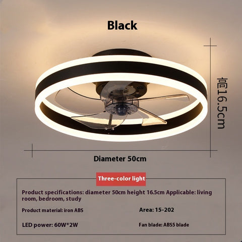 Bedroom Living Room Invisible LED Ceiling Ceiling Fan Lights